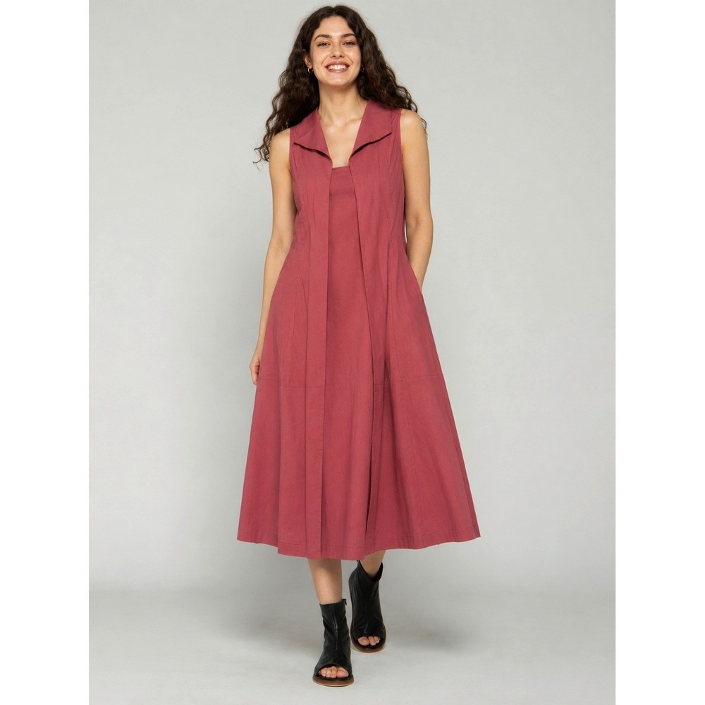LUUKAA  Dry Rose Linen Cotton Vest Meets Dress Lagenlook Womens 12